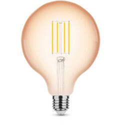 Modee LED lámpa , égő , izzószálas hatás , filament , E27 foglalat , G125 , Edison , 4 Watt , meleg fehér , 1800K , borostyán sárga , Modee (ML-G125FA1800K4WE27)