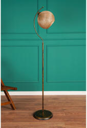 Opviq Opviq, 390FLH1140, Elegáns állólámpa fém házzal és juta sapkával, 165 cm magas, arany és fekete | CE tanúsítvánnyal rendelkező, E27-es aljzat, tökéletes a Bohemian & Glam dekorációhoz (390FLH1140)