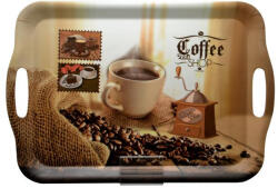  Tálca, szögletes, műanyag, kávéház mintás, 35, 5x25, 5 cm (KHKE252) - onlinepapirbolt