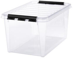 SMARTSTORE Műanyag tárolódoboz, 47 liter, fekete fogantyúkkal, SMARTSTORE "Classic 45", átlátszó (CSDSMART40) - onlinepapirbolt