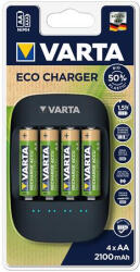 VARTA Elemtöltő, AA ceruza/AAA mikro, 4x2100 mAh, VARTA"ECO (VTL14) - onlinepapirbolt