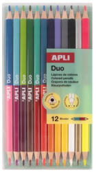 APLI Színes ceruza készlet, kétvégű, háromszögletű, APLI "Duo", 24 különböző szín (LCA20081D) - onlinepapirbolt