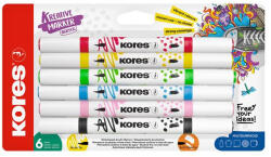 Kores Dekormarker készlet, akril, 1-2 mm, kétvégű, KORES " K-Kreative", 6 különböző szín (IK23061) - onlinepapirbolt