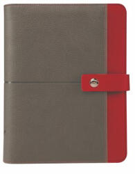 SATURNUS Kalendárium, gyűrűs, betétlapokkal, "L", műbőr, SATURNUS, "426", szürke-piros (NKL226SZP) - onlinepapirbolt