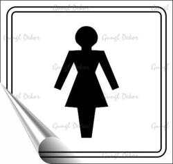  Információs matrica, 8, 7x8, 3 cm, toalett, női szimbólum, fehér/fekete (LUIN076) - onlinepapirbolt