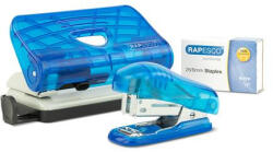 Rapesco Tűzőgép és lyukasztó szett 24/6, 26/6, 12 lap, RAPESCO, átlátszó kék, tűzőkapoccsal (IR1719) - onlinepapirbolt