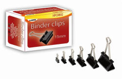  Bindercsipesz, 15 mm, fekete (INJ11167) - onlinepapirbolt