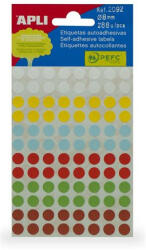 APLI Etikett, 8 mm, kör, kézzel írható, színes, APLI, vegyes színek, 288 etikett/csomag (LCA2092) - onlinepapirbolt