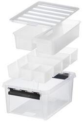 SMARTSTORE Műanyag tárolódoboz, fekete fogantyúkkal, 7 rekeszes, SMARTSTORE "Classic 15", átlátszó (CSDSMART43) - onlinepapirbolt