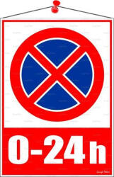  Információs tábla, 35x25 cm, 0-24h megállni tilos piktogram (LUIN050) - onlinepapirbolt
