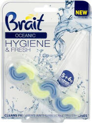  WC tisztító blokk, 2 fázisú, 45 g, "Brait Hygiene and fresh", óceán (KHT923)