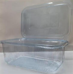  Ételtároló doboz, egybefedeles, újrahasznosított műanyag, szögletes, 1000 ml, 100 db, "Party", víztiszta (KHMU294)