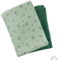 Popolini biopamut muszlin/tetra pelenka, 2 db/ csomag, 120x120 - Green Cactus (010606-99-0533)