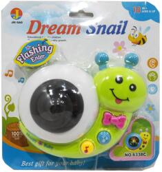  Zenélõ bébi játék, el. , vil. , színváltós, csiga, sok funkc. , 21x19 cm lapon