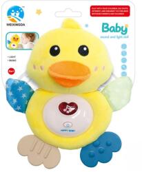  Zenélõ bébi játék, el. , hang-fény, plüss kacsa, +rágóka, 17x18 cm lapon