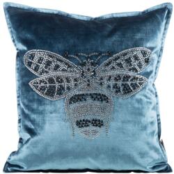 Eurofirany Dekoratív párnahuzat ROYAL-2 45x45 Eurofirany kék, méhnyomatos párnával