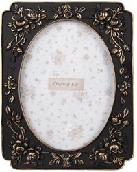 Clayre & Eef Asztali képkeret, fali, fekete és arany polirezin 17x2x22 cm, 13x18 cm (2F1184)