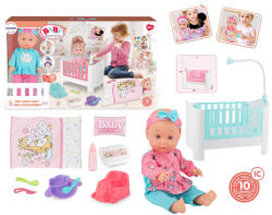 Mamido Păpușă bebeluș cu pătuț și accesorii Baby Sweet Love MT1597 Papusa