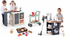Smoby Set bucătărie cu insulă și spălătorie Kitchen Island 360° Smoby cu asirator electronicși cărucior cu prăjituri (SM312601-4) Bucatarie copii