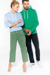 Kariban Női kapucnis pulóver Kariban KA465 Ladies’ Contrast Hooded Sweatshirt -L, Light Kelly Green/White