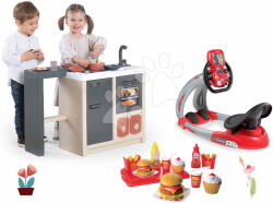 Smoby Set bucătărie insulă cu hamburgheri Kitchen Island 360° Smoby și simulator V8 driver electronic (SM312601-7) Bucatarie copii