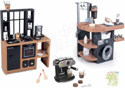 Smoby Set spălătorie cu mașină de spălat și bucătărie cu aparat de cafea Rowenta Wash&Clean Laundry Smoby cu sunete și aspirator electronic (SM330327-4)