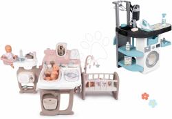 Smoby Set spălătorie cu mașină de spălat cu încărcare frontală și căsuță pentru păpușă Rowenta Wash&Clean Laundry Smoby cu trei părți și aspirator electronic cu sunete (SM330320-19)