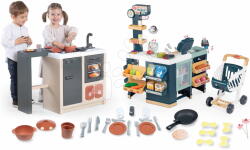 Smoby Set bucătărie cu insulă și magazin Maxi Market Kitchen Island 360° Smoby și frigider cu scanner electronic (SM312601-5) Bucatarie copii