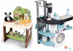 Smoby Set spălătorie cu mașină de spălat cu încărcare frontală și clinică veterinară Rowenta Wash&Clean Laundry Smoby cu panda și aspirator electronic cu sunete (SM330320-6)
