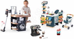 Smoby Set spălătorie cu mașină de spălat și magazin cu aparat de cafea Rowenta Wash&Clean Laundry Smoby și aspirator electronic (SM330327-6)
