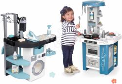 Smoby Set spălătorie cu mașină de spălat cu încărcare frontală și bucătărie Tech Edition Rowenta Wash&Clean Laundry Smoby cu înălțime reglabilă și aspirator electronic cu sunet (SM330320-3)