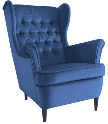 SIGNAL MEBLE Harry Velvet Királyi Füles Fotel Bársony Tengerészkék Tűzött (HARRYV86W)