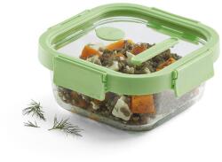 Lékué üveg, hermetikusan záródó tárolóedény élelmiszerre, Square Glass, négyzet forma, 520 ml, zöld (883989)