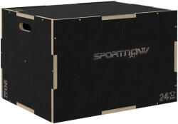  SPORTNOW Pliometrikus boxugrókötél 3 magassággal, csúszásgátló fából, 76-61-51 cm, fekete