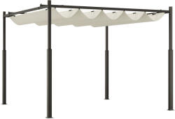 Outsunny 3x3 m-es pergola visszahúzható tetővel, 8 csavarral és 8 cövekkel, 180 g-os poliészter és fém, krémszínű