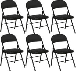HomCom 6 db-os összecsukható szék szett, modern székek poliészter párnákkal otthonra és irodába, 45x46x78 cm, fekete