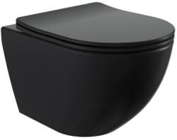 SAT Wc soft close ülőkével felakasztható SAT Fusion fekete matt felülettel hátsó kifolyással SATFUS010RTORPBKM (AB 0253VC MB)