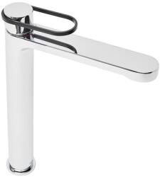 SAT Magas mosdó csaptelep SAT Fusion leeresztőszelep nélkül kerek kar fekete SATBSFU285KPC (SATBSFU285KPC)