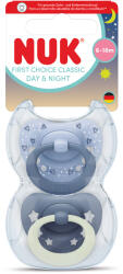 Nuk Силиконови залъгалки NUK - First Choice, Day & Night, За момче, 6-18 m, 2 броя (10176383)