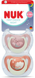 Nuk Силиконови залъгалки NUK - First Choice Night, с декорация Зайче & Овца, 6-18 m, 2 броя (10176376)