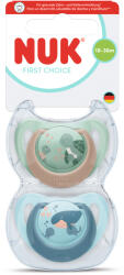 Nuk Силиконови залъгалки NUK - First Choice, с декорация Костенурка & Кит, 18-36 m, 2 броя (10177246)