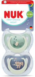 Nuk Силиконови залъгалки NUK - First Choice Night, с декорация Хипопотам & Коала, 18-36 m, 2 броя (10177255)