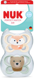 Nuk Силиконови залъгалки NUK - Perfect Match Air, с декорация Лисица & Мече, 0-2 m, 2 броя (10174005)
