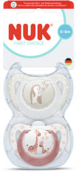 Nuk Силиконови залъгалки NUK - First Choice, с декорация Пингвин & Жираф, 0-6 m, 2 броя (10175379)