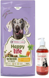 Versele-Laga VERSELE-LAGA Happy Senior csirkével 12, 5 kg - idős kutyáknak való eledel csirkével + LAB V Lazacolaj kutyáknak és macskáknak 500 ml