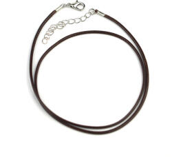  Műbőr nyaklánc kapoccsal - sötétbarna - pepita