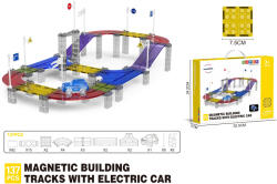 Mamido Mágneses építőkészlet versenyautós pálya elektromos kisautóval 137 darab MT1465 (MT1465) - jatekokminiszteriuma