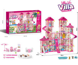 Mamido Babaház LED fénnyel, kiegészítőkkel és babával 368 darab rózsaszín MT1585 (MT1585)