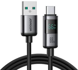 JOYROOM S-A16 Pro Prism sorozat 66W USB-A - USB-C kábel kijelzővel 1.2m - fekete
