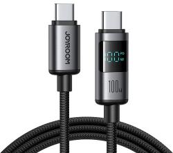 JOYROOM S-A16 Pro Prism sorozatú 100W-os USB-C kábel - USB-C digitális kijelzővel 1.2m - fekete